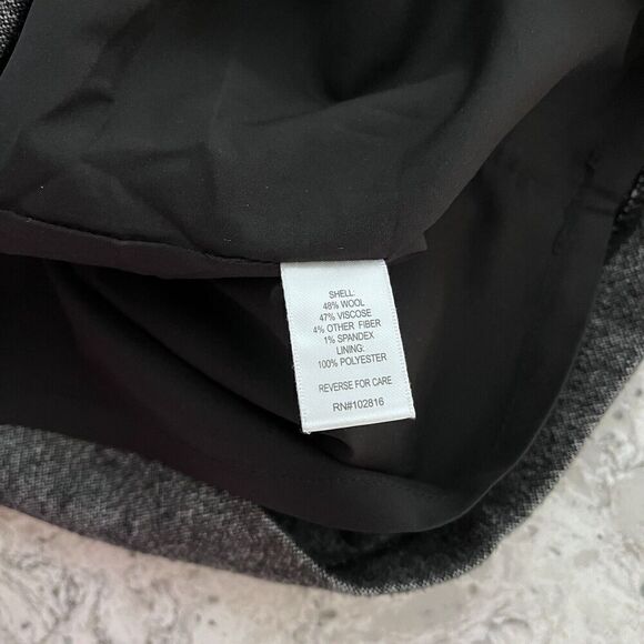 Garnet Hill Wool Skirt Womens 2 Gray Tweed Back Zip Career Minimal Classic Slit - Picture 4 of 8